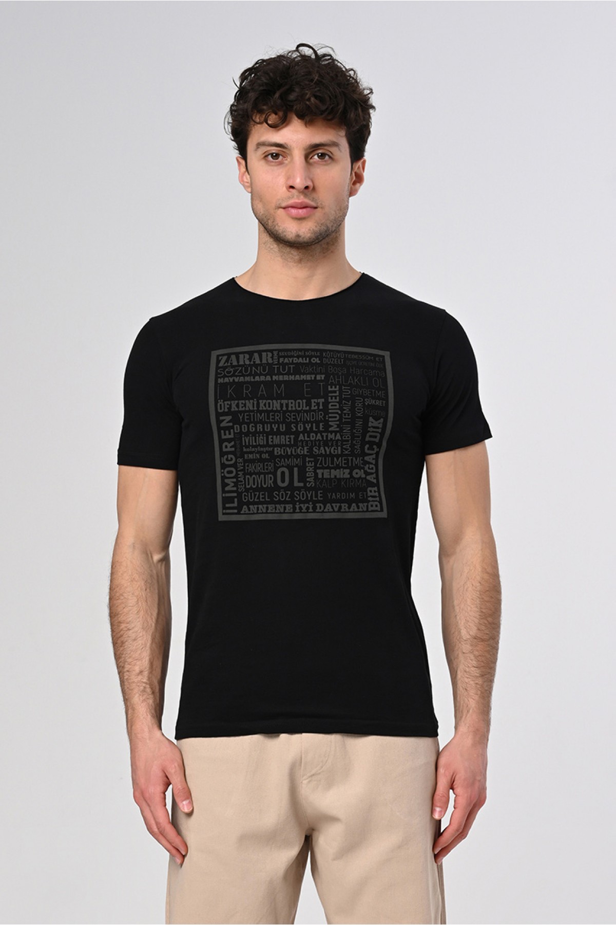 Hadis Tasarım Pamuk Siyah T-shirt